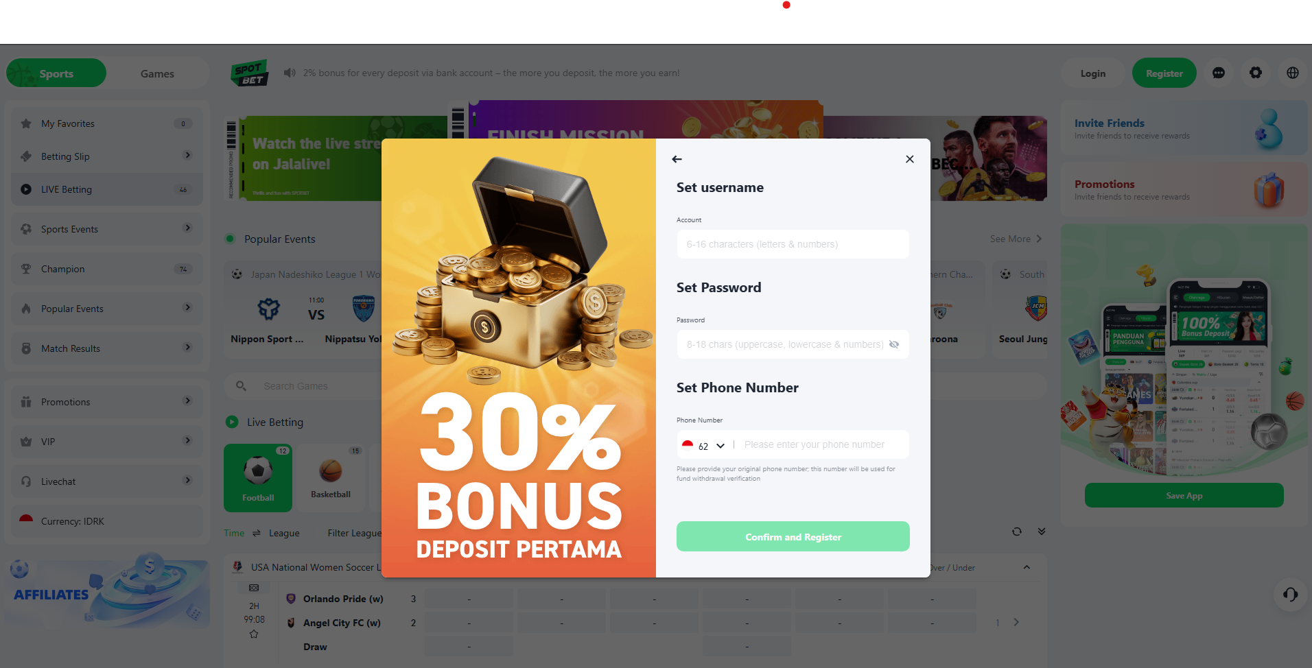 Petunjuk untuk mendaftar akun daftar Spotbet